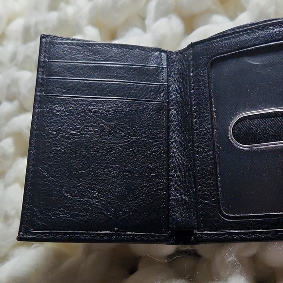 Leather (pebble grain) Tri-fold Wallet, Men, 9 Pocket, New - Picture 4 of 9